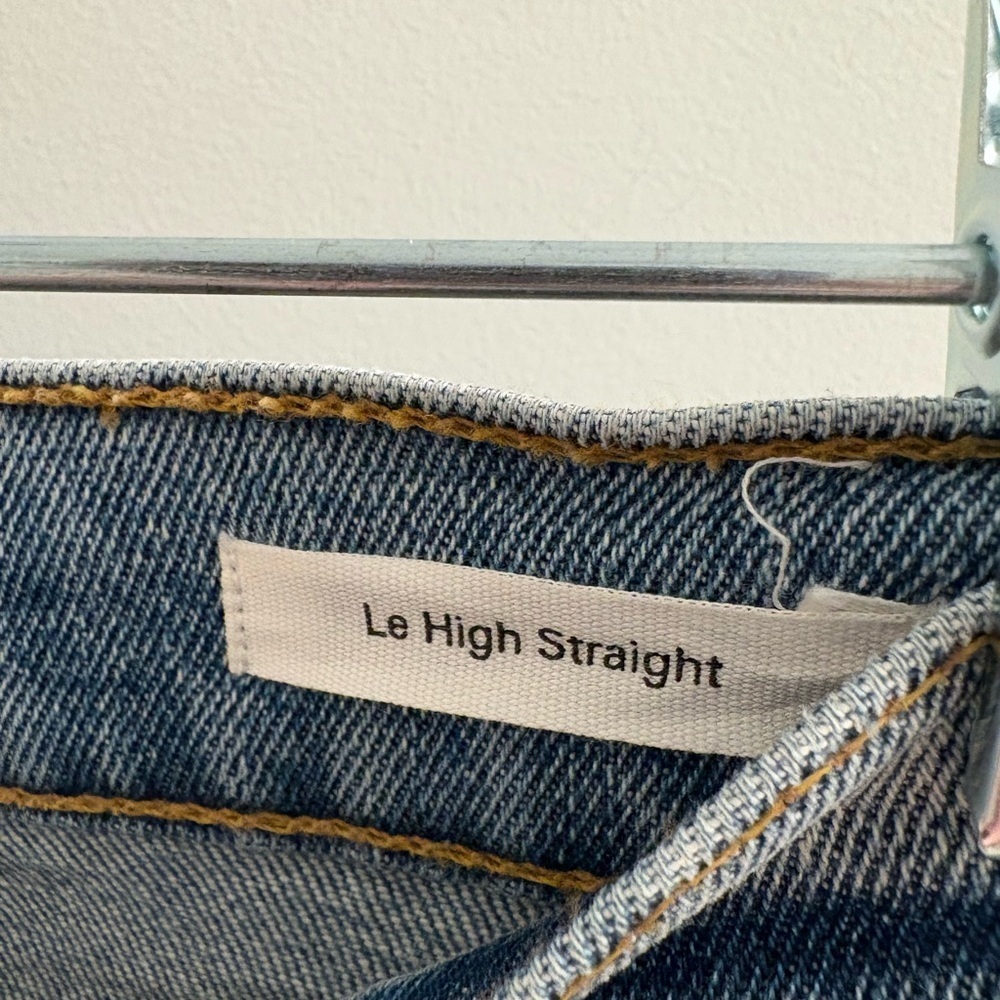 Frame Le High Straight In Surrey Jeans Raw Hem Edge Slit Ankle Size 25 - Picture 8 of 17